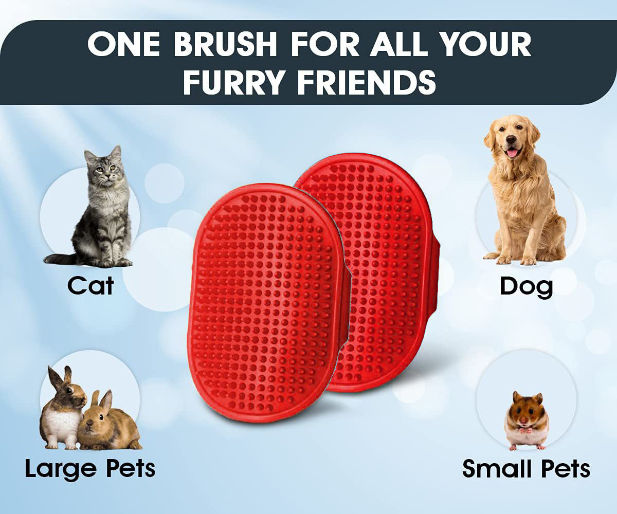Bath and De-Shedding Hand Brush for Dogs & Cats