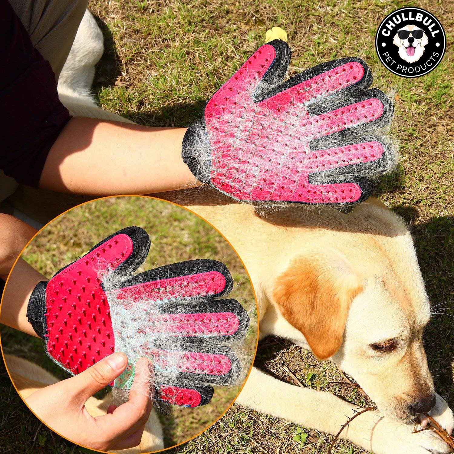 Efficient Pet Hair Remover Gloves Mitt Enhanced 5 Finger Design Gentle Deshedding Brush Gloves for Dog and Cat with Long and Short Fur