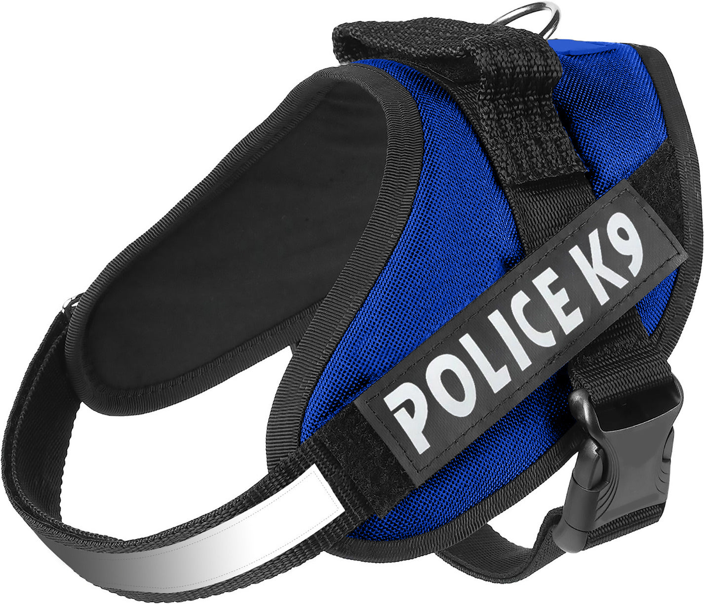Dog K9 Police Buckle Harness Vest Belt with Adjustable Hook, Loop Straps and Soft Padded Easy Control Chest Neck Belt Small blue